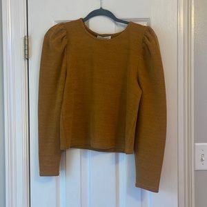 Loveriche Puff Sleeve Blouse, Mustard Yellow, Size Large